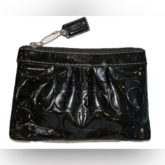 Coach VTG Y2K Monogram Patent Black Leather Wristlet Coin Purse NO WRIST STRAP - Picture 6 of 14